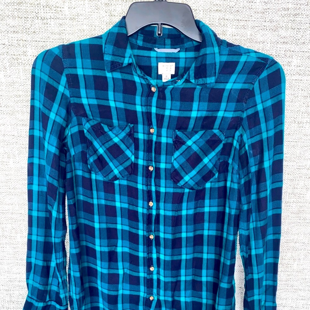 A.N.D EA WY women's shirt Green & navy blue Color Size SMALL